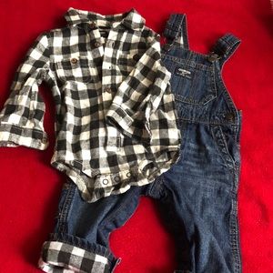 Plaid overall set